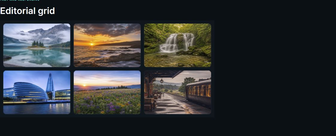 AuroraStack responsive editorial photo grid
